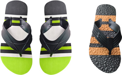 skyflip Men Slides(Brown, Green , 5)