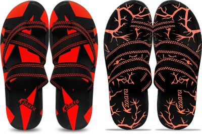 KANEGGYE Men Flip Flops(Red, Orange , 9)