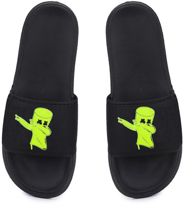 LifeO Men Slides(Black, Green , 7)