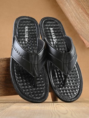 KILLER Men Lightweight Comfort Extra Soft Summer Trendy Premium Stylish Party Sandal Flip Flops(Black , 8)