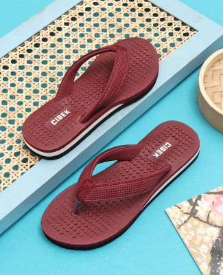 CIBEK Women Comfortable Stylish and Trending Colorful Women's Flip Flops Slippers Flip Flops(Maroon , 8)