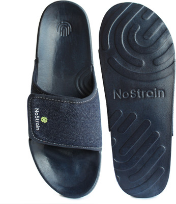 NoStrain Men Denim Sugar Slides(Navy , 8)