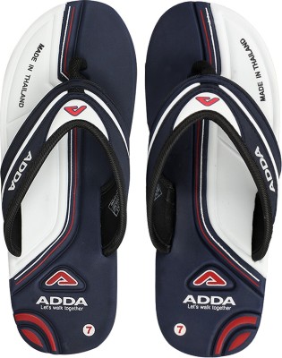 Adda Men Flip Flops(White, Blue , 8 UK/India)