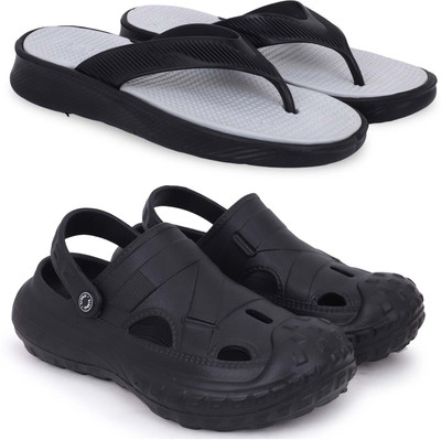 Pampy Angel Men Slippers(Grey, Black , 8)