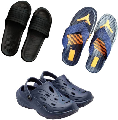 BLIBBERS Men Slippers(Black, Blue, Navy , 9)
