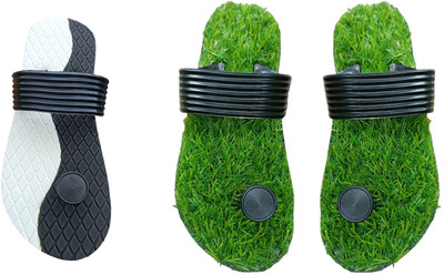 skyflip Men Slides(Black, Green , 9)