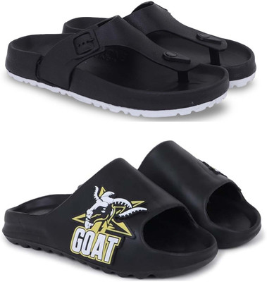 Kapani Fashion Men Slippers(Black, Black , 9)