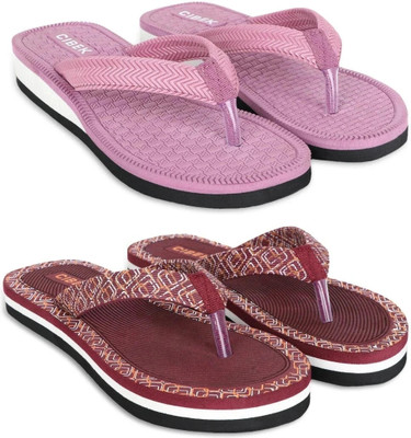 CIBEK Women Doctor step with cibek comfortable extra soft daily wear slipper pack of 2 Flip Flops(Multicolor , 5)