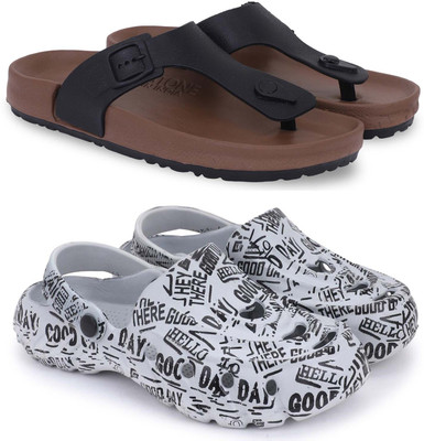 Pampy Angel Men Slippers(Brown, Grey, Black , 7)