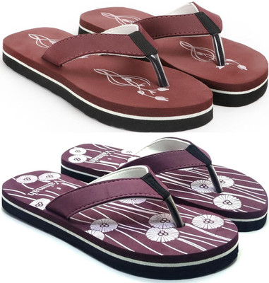 VAHMAH Women Slippers(Maroon, Maroon , 4)