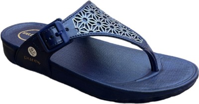 YANSHIKA FOOTWEARS Women Flip Flops(Navy , 8)