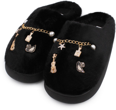 VRITRAZ Women Slippers(Black , 8)