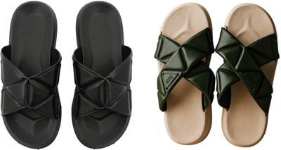 Shivaru trader Women Slippers(Olive, Black , 4)