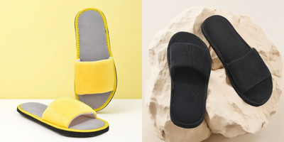 Y key Women Flip Flops(Black, Yellow , 6)