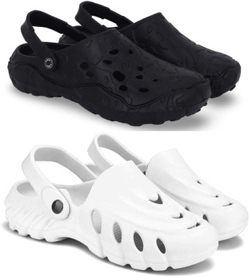 Kapani Fashion Men Clogs(Black, White , 6)