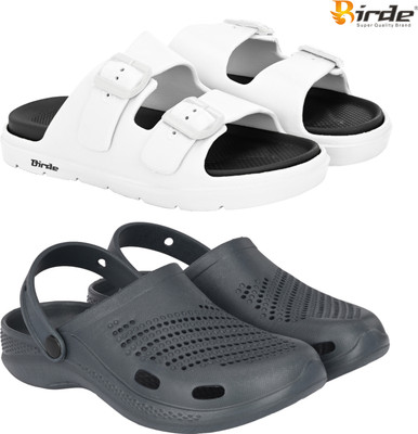 Birde Men Slippers(White, Black , 8)