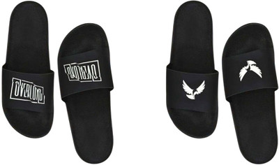 nvisan Men Slides(White, Black , 8)