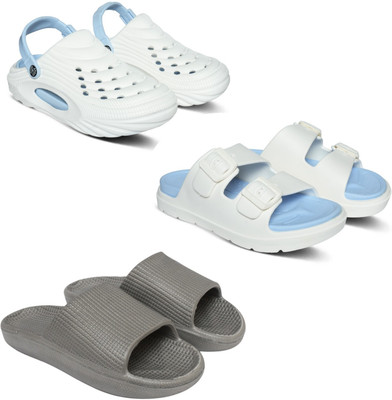 Acorn Men Slides(White, Blue, Grey , 7)
