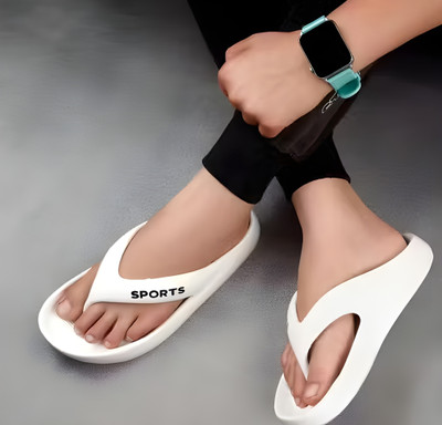 Flexxon Men Slippers(White , 8)