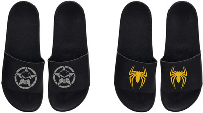 nvisan Men Slides(Grey, Yellow, Black , 8)