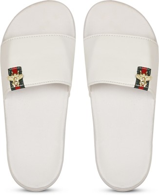 shipnine Men Slides(White, Grey , 8)