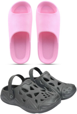 Veewalk Men Slides(Pink, Grey , 6)