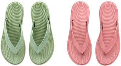 Shivaru trader Women Slippers(Pink, Green , 6)