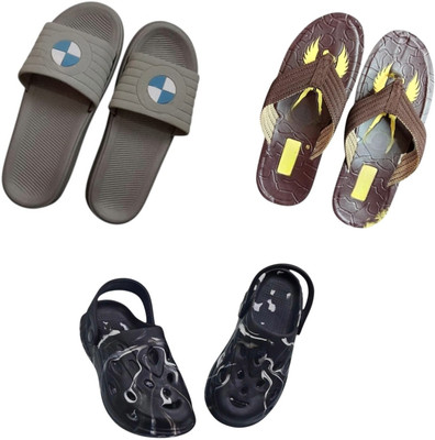 BLIBBERS Men Slippers(Grey, Brown, Black , 9)
