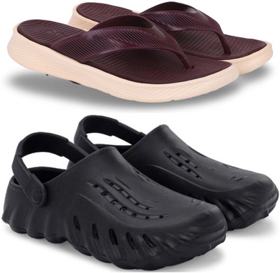 Pampy Angel Men Slippers(Maroon, Black , 7)