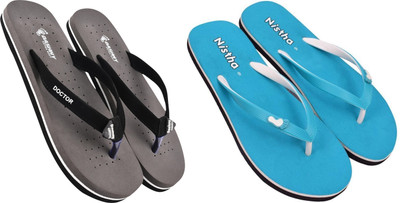 DASHNY Women Flip Flops(Purple, Blue , 4)