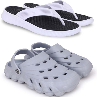 Kapani Fashion Men Slippers(Black, Grey , 6)