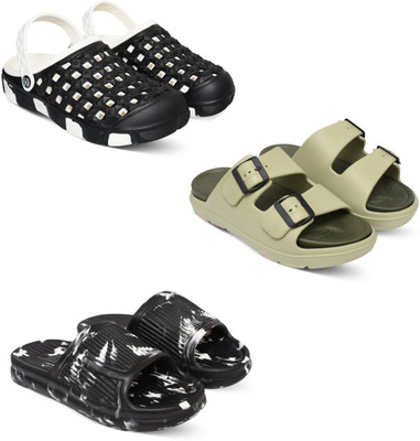 Acorn Men Slides(Black, Beige, Black , 9)