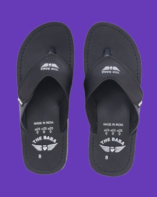 THE BABA Men Flip Flops(Black , 10)