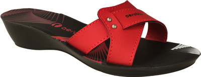 Aeroblu Women Slippers(Red , 3)