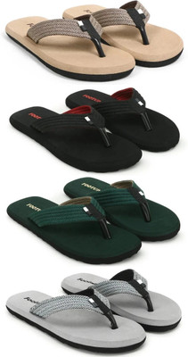 Footup Men Footup 4 Pair Comfortable|Ultra-Light|Stylish and Trendy|Flip Flops Slippers(Multicolor , 9)