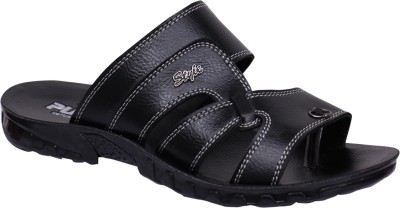 PU-SPM Men Flip Flops(Black , 8)