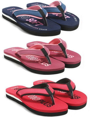 zebio Women Slippers(Navy, Pink, Pink, Red, Black , 8)