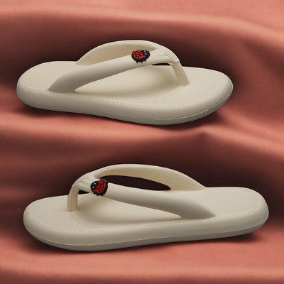 house of common Women Flip Flops(Off White , 8)