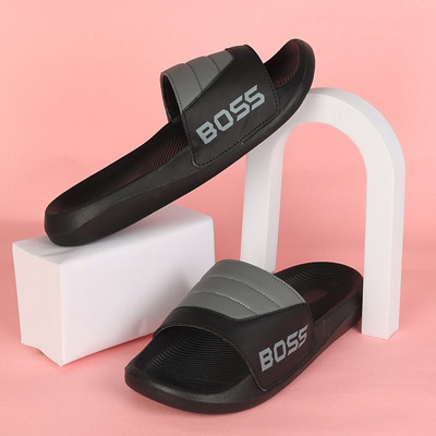 Foot Print Men Slides(Grey , 6)