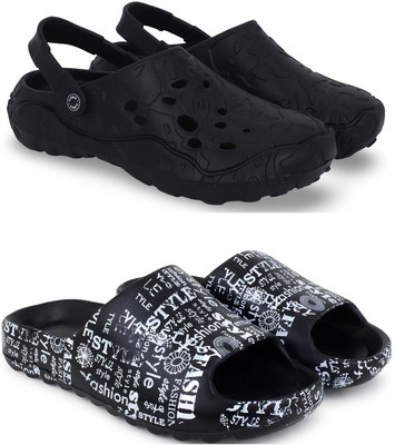 KAPYANSH Men Slippers(Black, Black , 8)