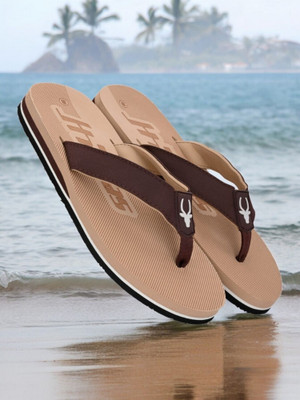 Hirolas Men Flip Flops(Brown , 7)