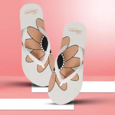 diano Women Flip Flops(White , 5)