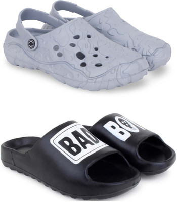 KAPYANSH Men Slides(Grey, Black , 9)