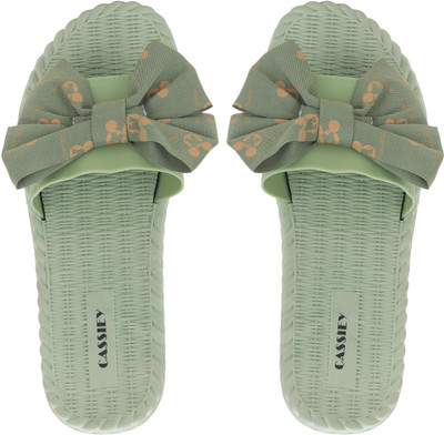 Cassiey Women Flip Flops(Green , 4)