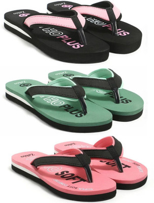 zebio Women Slippers(Black, Pink, Green, Black, Pink, Black , 7)