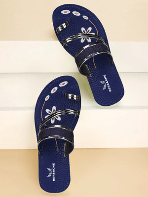 BERSACHE Women Slippers(Blue , 4)