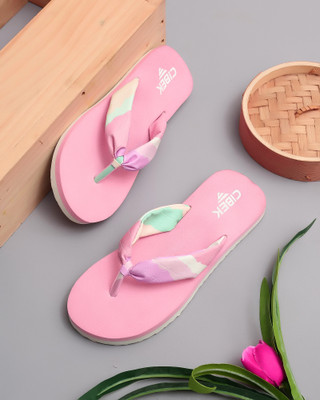 CIBEK Women Flip Flops(Pink , 7)