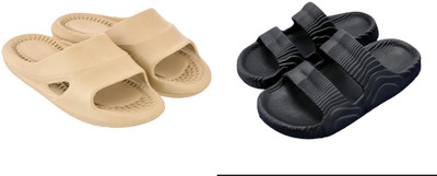 ventus Men Slippers(Beige, Black , 7)