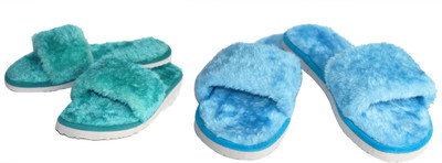 rexizone Women Flip Flops(Blue, Green , 7)