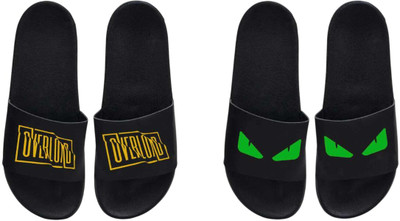 nvisan Men Slides(Green, Yellow, Black , 7)